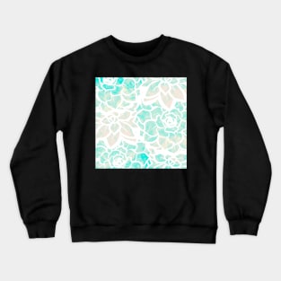 Tropical Succulent Mash-up - Pale Pink and Turquoise - Digitally Illustrated Abstract Flower Pattern for Home Decor, Clothing Fabric, Curtains, Bedding, Pillows, Upholstery, Phone Cases and Stationary Crewneck Sweatshirt